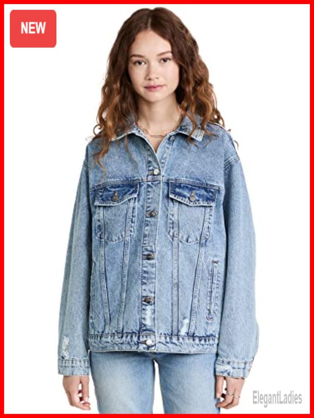 Heavyweight 100% Cotton Denim Jacket, Button Front, Long Sleeve